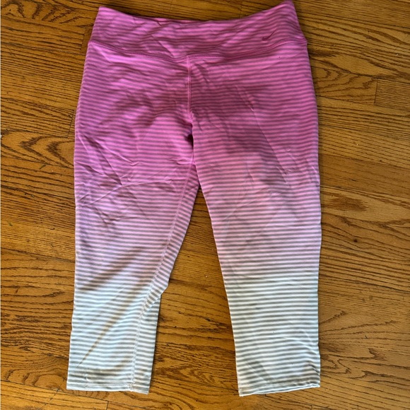 Nike Dri-Fit Pink & Gray Striped Leggings Pants Women's Medium - Picture 2 of 4